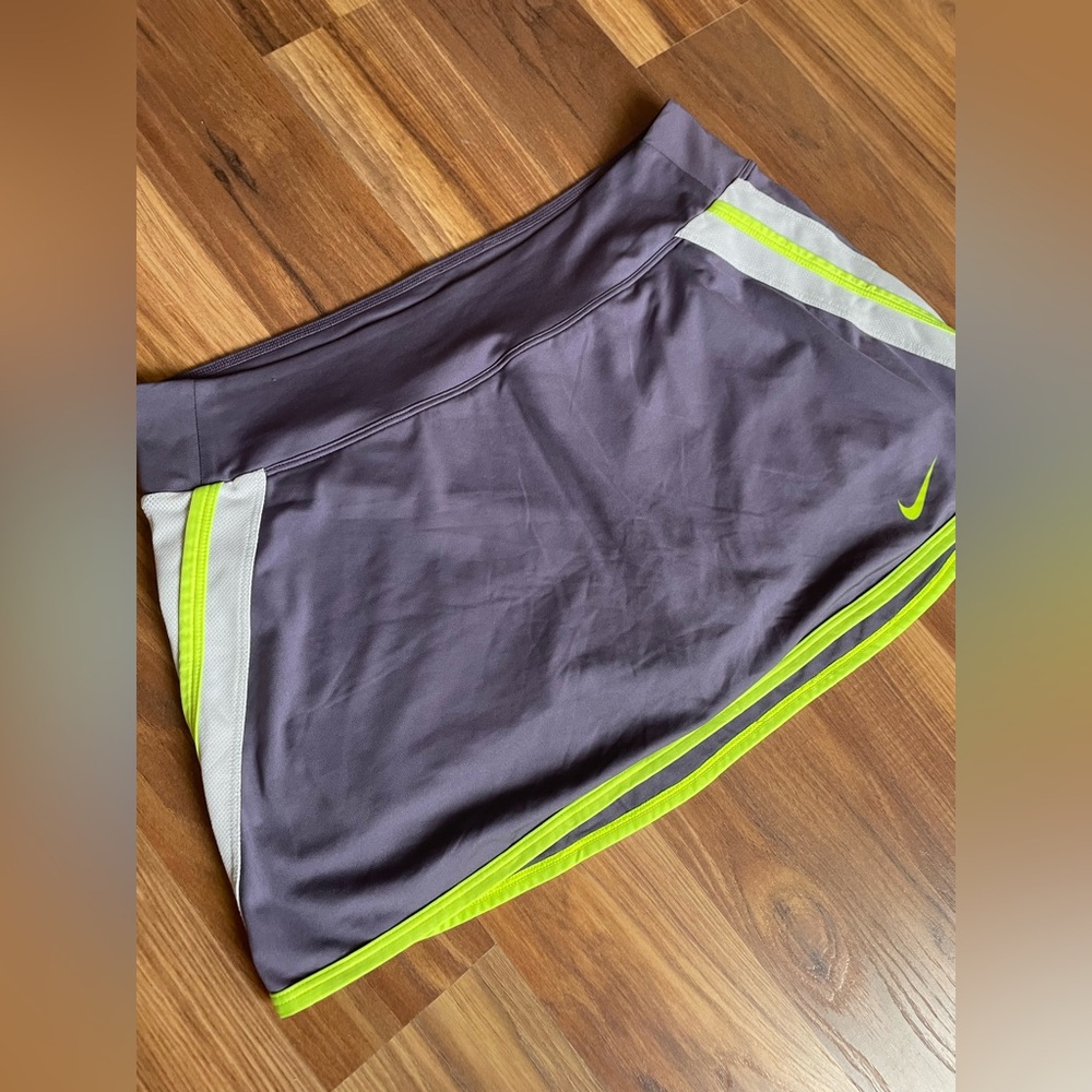 Nike Purple and Neon Green Dri-Fit Athletic Skort | women’s large - Picture 2 of 5